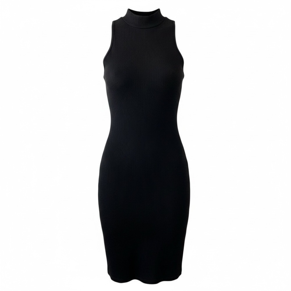 NWOT Ribbed Mock Neck Bodycon Cocktail Little Black Dress Sz S Party GNO Capsule